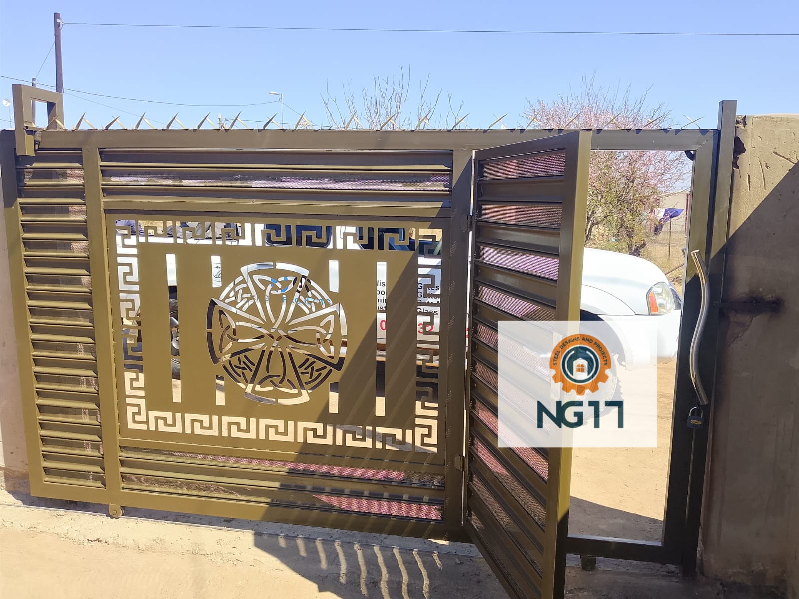 Decorative laser-cut gate